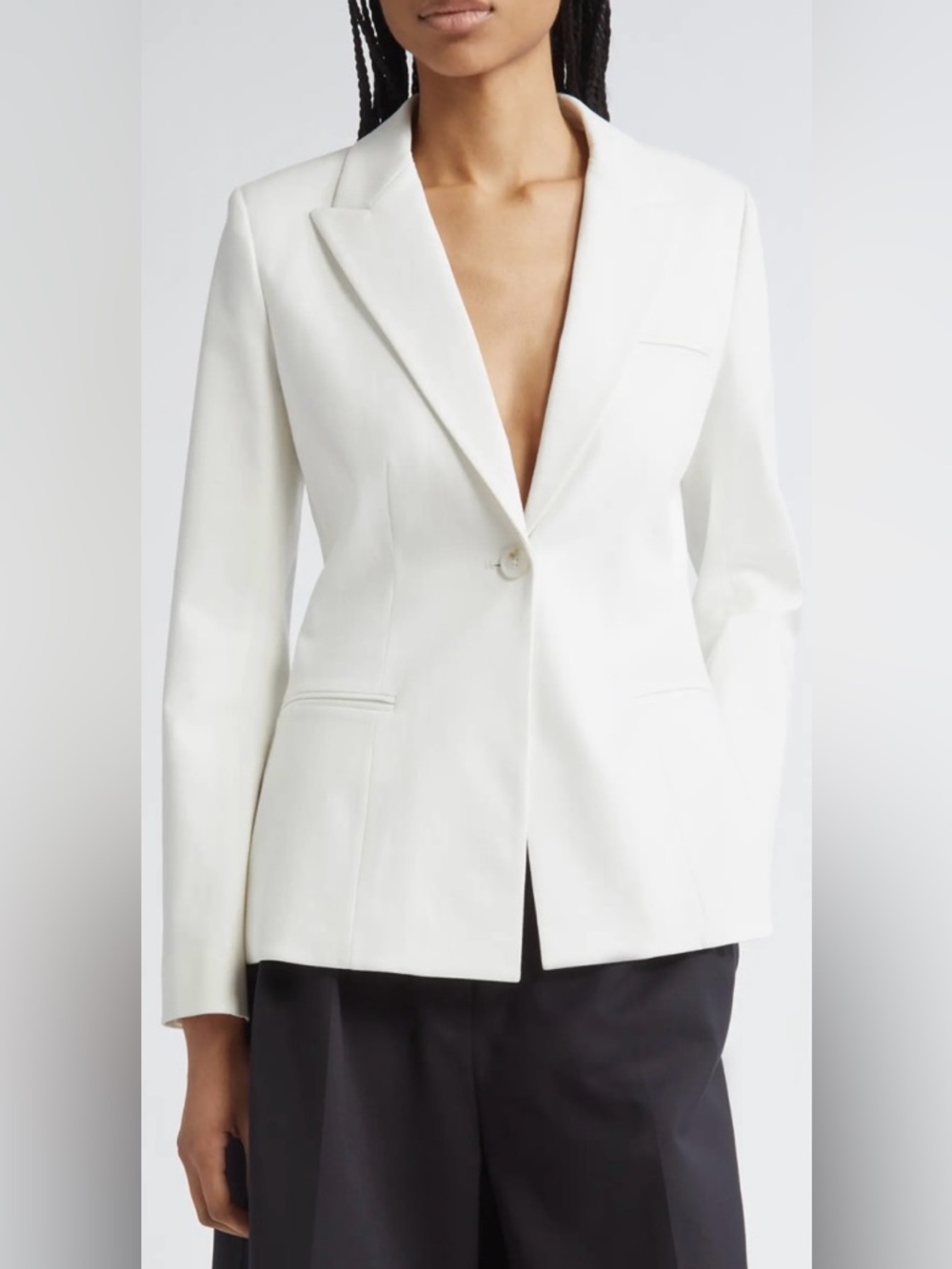 PARTOW Flynn Single Breasted White Jacket Cotton Twill Hourglass Blazer NWT Sz 4